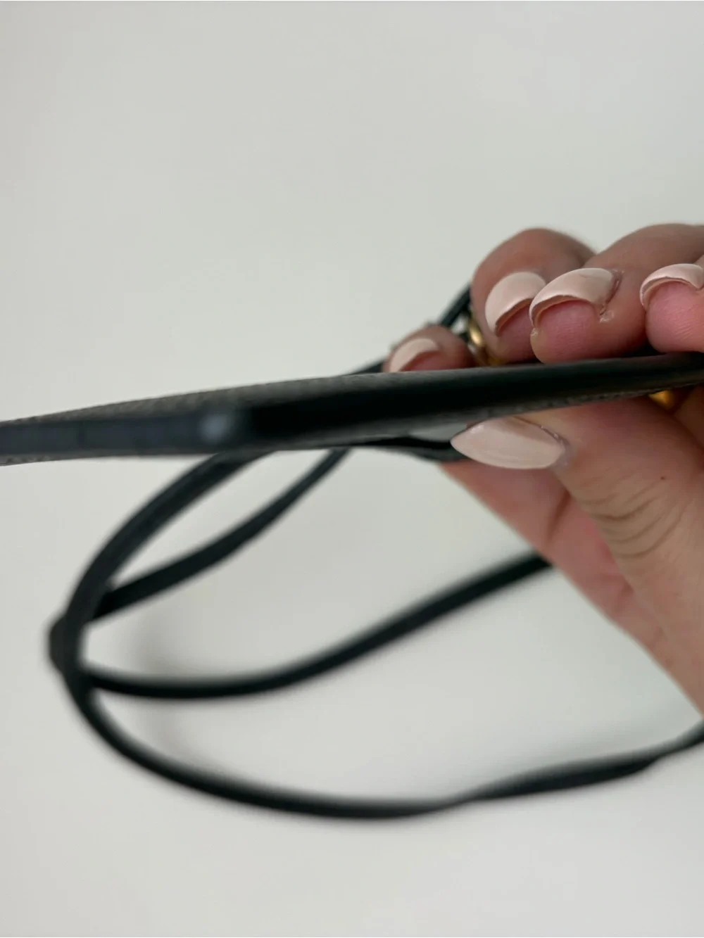 Coach Black Leather Card Holder Lanyard with Gold Hardware